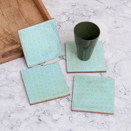 Decorative Handmade Wooden Coasters for Decor - Pack of 4